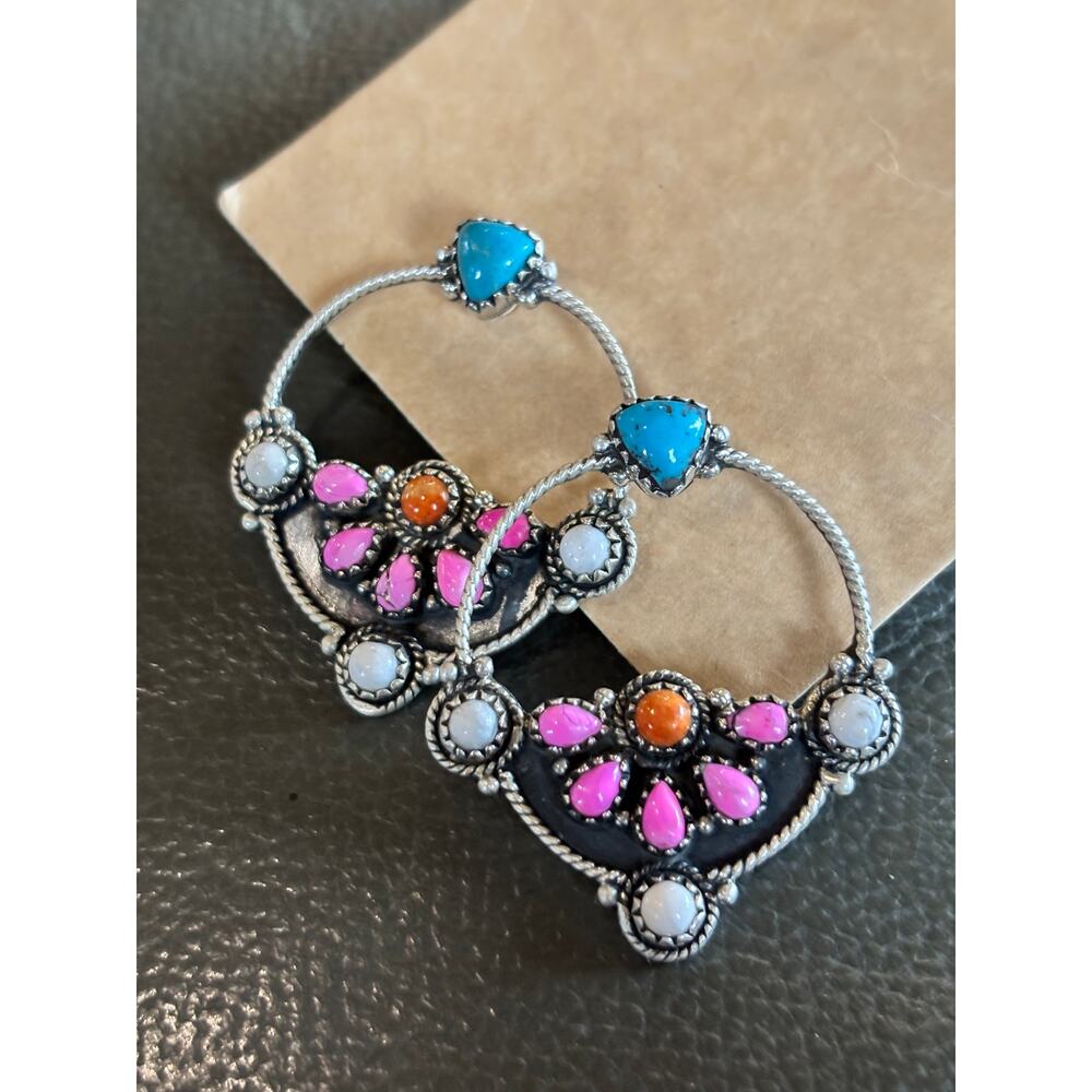 Turquoise, Pink Spiny,  White Water Red Coral w Sterling Silver